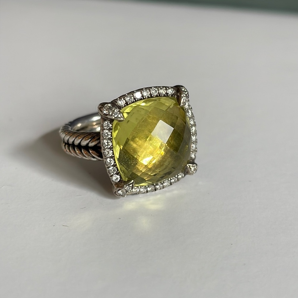 David Yurman Large Chatelaine pave Lemon Citrine Ring sz 5